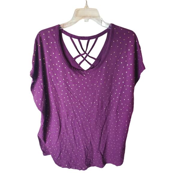 Lane Bryant Tops - Lane Bryant Strappy Back Burgundy Polka Dot Tee, 22/24
